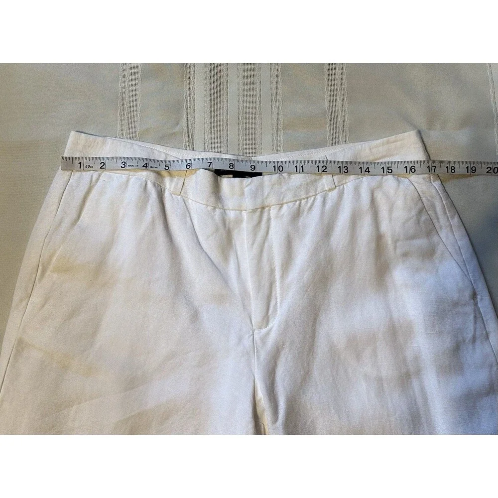 Banana Republic Logan White Linen Blend Straight Leg Tailored Trouser Pants 10